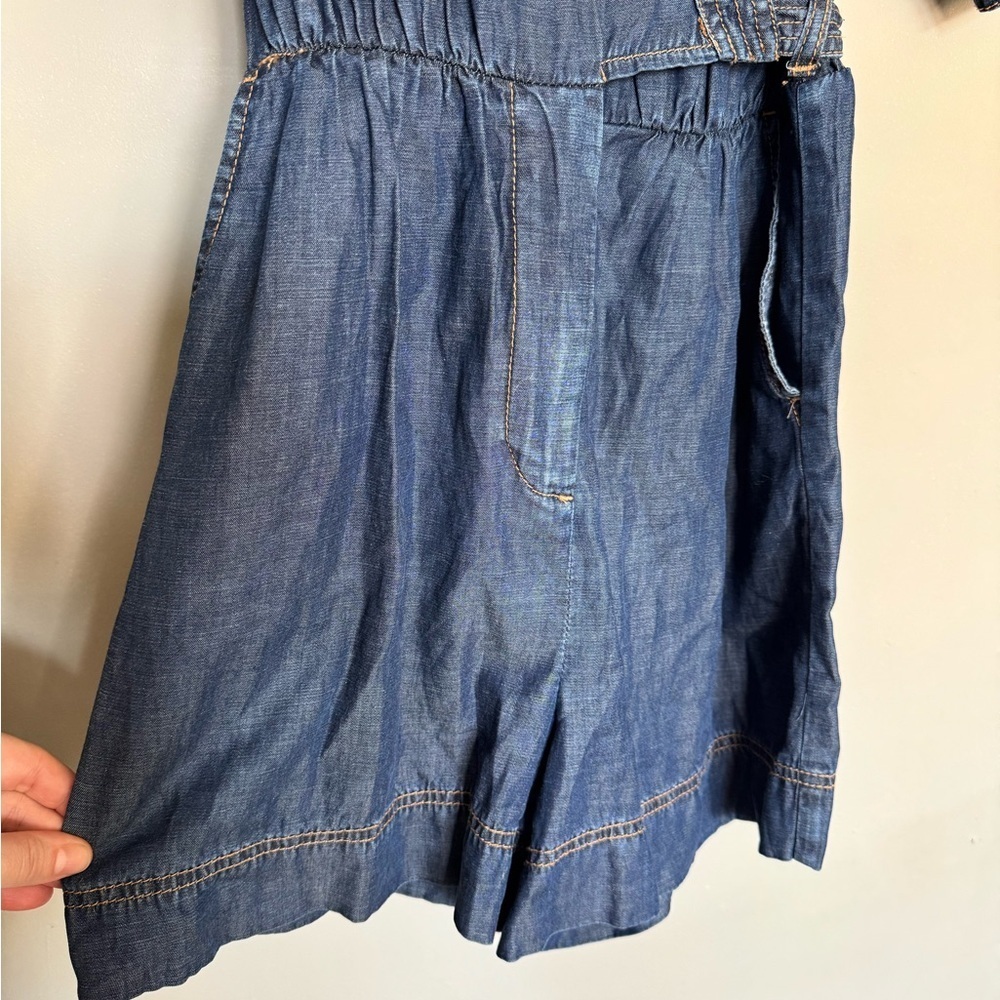 Pilcro by Anthropologie Women’s Chambray Dark Blue Denim Romper Jumpsuit - Picture 6 of 13